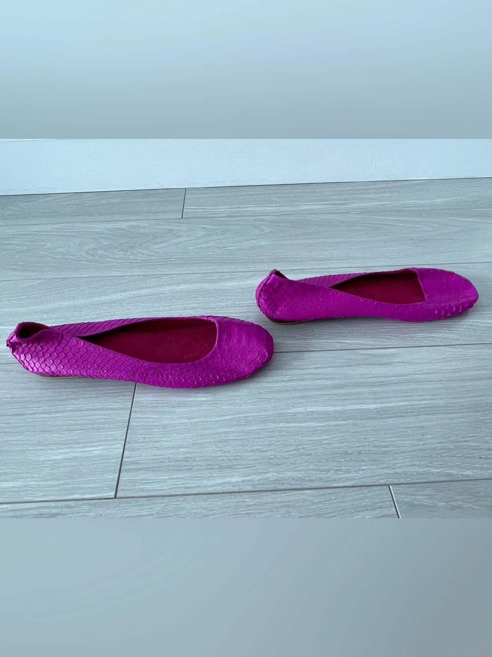 Genuine Snakeskin Pink Handmade Ballet Flats Size 40